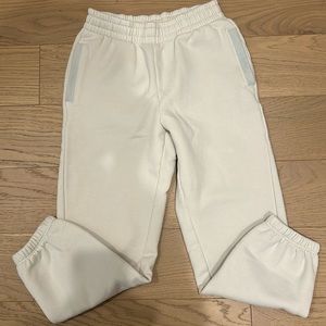 Athleta Girl fleece lined bone colored drawstring joggers size 7